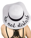 C.C Women's Paper Weaved Crushable Beach Embroidered Quote Floppy Brim Sun Hat, Do Not Disturb