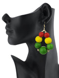 Women's Wooden Ball Bead Hoop Dangle Pierced Earrings, Mix