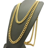 Hip-Hop Style Rapper's 8 mm 30" & 36" Cuban Chain Necklace Set, Gold-Tone