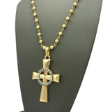 Silver-Tone Veritas Aequitas Pendant 6mm 30" Bead Chain Necklace in Gold-Tone