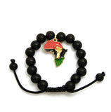 Power Fist on Pan Africa Charm with 12mm Adjustable Wooden Bead Macrame Bracelet