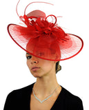 NYFASHION101 Cocktail Sinamay Fascinator Headband Feather & Flower Design