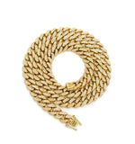 Hip-Hop Rapper's Style 12mm Iced Out Gold-Tone Cuban Chain Necklace with Box Clasp, 30"