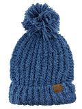 C.C Women's Chenille Soft Stretchy Pom Cuffed Knit Beanie Cap Hat