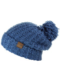 C.C Women's Chenille Soft Stretchy Pom Cuffed Knit Beanie Cap Hat