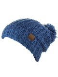 C.C Women's Chenille Soft Stretchy Pom Cuffed Knit Beanie Cap Hat