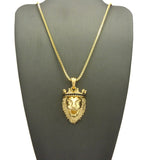 Stone Stud King Lion Pendant with Chain Necklace