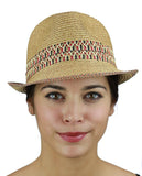 NYFASHION101 Multicolored Weaved Band and Trim Stingy Trilby Fedora Hat