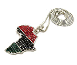 Colored Stone Pan Africa Continent Pendant with 2mm 24" Box Chain Necklace