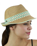 NYFASHION101 Multicolored Weaved Band and Trim Stingy Trilby Fedora Hat