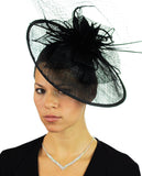 NYFASHION101 Cocktail Teardrop Shaped Sinamay Headband w/ Face Veil