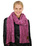 C.C Women's Ultra Soft Chenille Ribbed Thick Warm Knit Shawl Wrap Scarf
