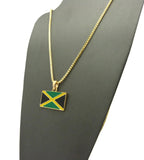 Flag of Jamaica Micro Pendant with Chain Necklace