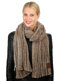 C.C Women's Ultra Soft Chenille Ribbed Thick Warm Knit Shawl Wrap Scarf