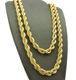Hip-Hop Style Rappers' 8mm 24" and 30" Rope Chain Necklace Set in Gold-Tone