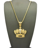 Stone Stud King's Crown Pendant with Chain Necklace