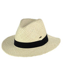 C.C Women's Raffia Straw Weaved Panama Sun Hat with Ribbon Trim