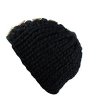 NYfashion101 Wood Button Accent Handmade Big Loop Winter Knit Beanie Hat