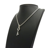 Stone Stud Lever Lock Key Micro Pendant w/2mm 24" Rope Chain Necklace