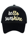 C.C Ponycap Color Changing Embroidered Quote Adjustable Trucker Baseball Cap, Hello Sunshine