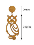 Women's Wooden Owl Cut Out Pierced Dangle Earrings