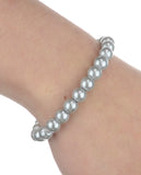 Women's 7mm Simulated Pearl Necklace with Stretch Bracelet and Ball Earrings