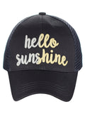 C.C Ponycap Color Changing Embroidered Quote Adjustable Trucker Baseball Cap, Hello Sunshine