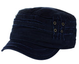 Unisex Cotton Distressed Layered Frayed Cadet Military Cap