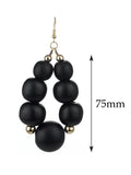 Women's Wooden Ball Bead Hoop Dangle Pierced Earrings Set