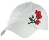 Side Embroidered Rose Adjustable Low Profile Baseball Dad Cap Hat