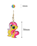 Women's Rainbow Youthful Enamel Pony Stud and Dangle Earrings