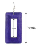 Women's Geometric Open Rectangle Wood Dangle Pierced Earrings