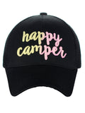 C.C Ponycap Color Changing Embroidered Quote Adjustable Trucker Baseball Cap, Happy Camper