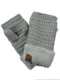 C.C Women's Warm Knit Fingerless Half Finger Fleece Lined Winter Gloves