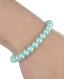 Women's 7mm Simulated Pearl Necklace with Stretch Bracelet and Ball Earrings