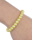 Women's 7mm Simulated Pearl Necklace with Stretch Bracelet and Ball Earrings