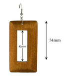 Women's Geometric Open Rectangle Wood Dangle Pierced Earrings