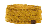 C.C Sparkly Sequin Winter Warm Cable Knit Fuzzy Lined Ear Warmer Headband