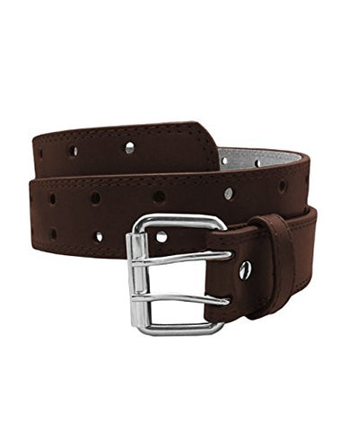 EURO Womens Thick Wide 2 Hole Leather Belt, Brown