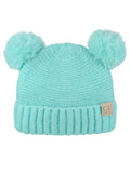 C.C Kids' Children's Double Ear Soft Pom Fuzzy Lined Cuff Beanie Cap
