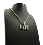Stone Stud LUV Drip Effect Micro Pendant with Rope Chain Necklace