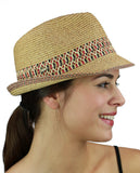 NYFASHION101 Multicolored Weaved Band and Trim Stingy Trilby Fedora Hat