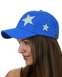 C.C Women's Glitter Star Cut Design Cotton Adjustable Precurved Baseball Cap Hat