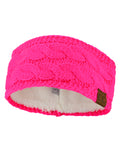 C.C Soft Stretch Winter Warm Cable Knit Fuzzy Lined Ear Warmer Headband