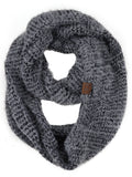 C.C Soft Furry Two Tone Knit Cowl Snood Loop Pullover Infinity Scarf