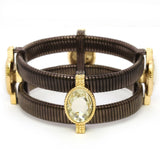 Women's Clear Oval Stone 2 Row Metal Bracelet