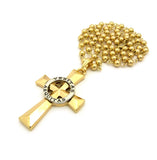 Silver-Tone Veritas Aequitas Pendant 6mm 30" Bead Chain Necklace in Gold-Tone