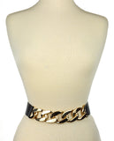 Women's Single Wide Gold-Tone Chain Elastic Stretch Waist Belt