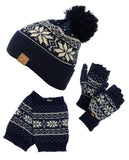 NYfashion101 Exclusive Snowflake Pattern Knit Boot Cuff, Beanie & Mitten Set
