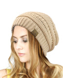 Unisex Trendy Warm Chunky Soft Stretch Cable Knit Slouchy Beanie Skully